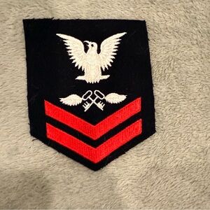 USN AK2 Black Patch with Red Chevrons and White Eagle
